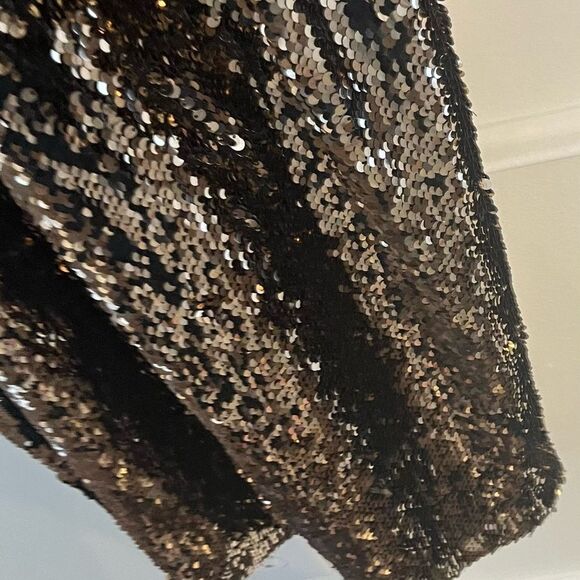 Dress The Population Natalie Long Sleep Low Back Sequin Dress Gold, Size XL, NWT - Picture 10 of 14